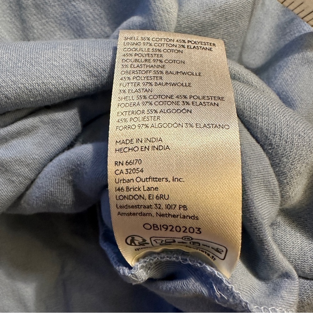 Anthropologie Pilcro S Blue Funnel-Neck Bubble-Hem Cropped Mock Neck Sweatshirt - Picture 7 of 14